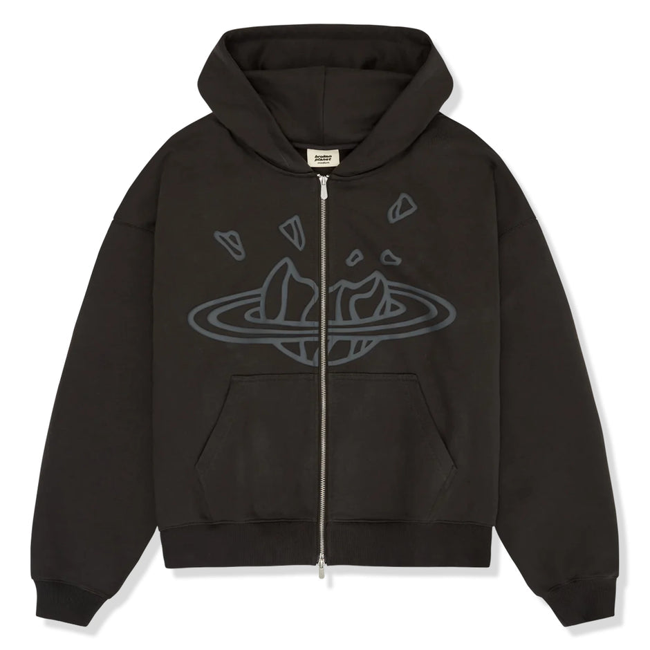 Broken Planet Zip Up Hoodie Soot Black