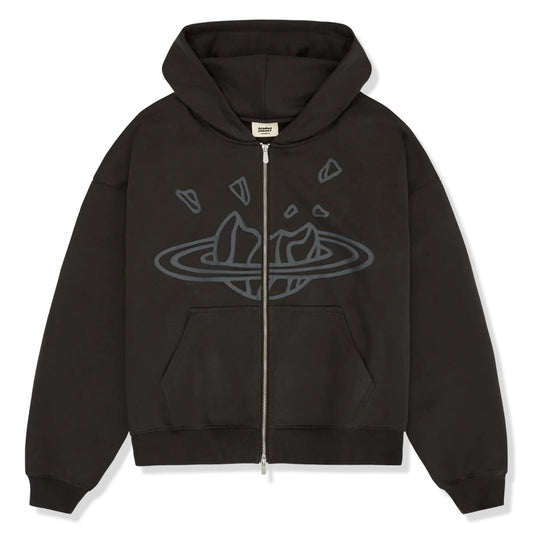 Broken Planet Zip Up Hoodie Soot Black