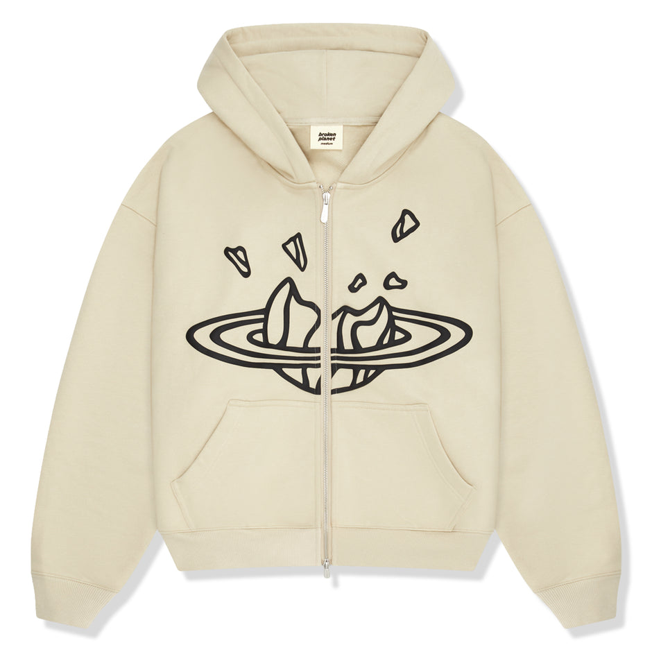 Broken Planet Zip Up Hoodie Bone White