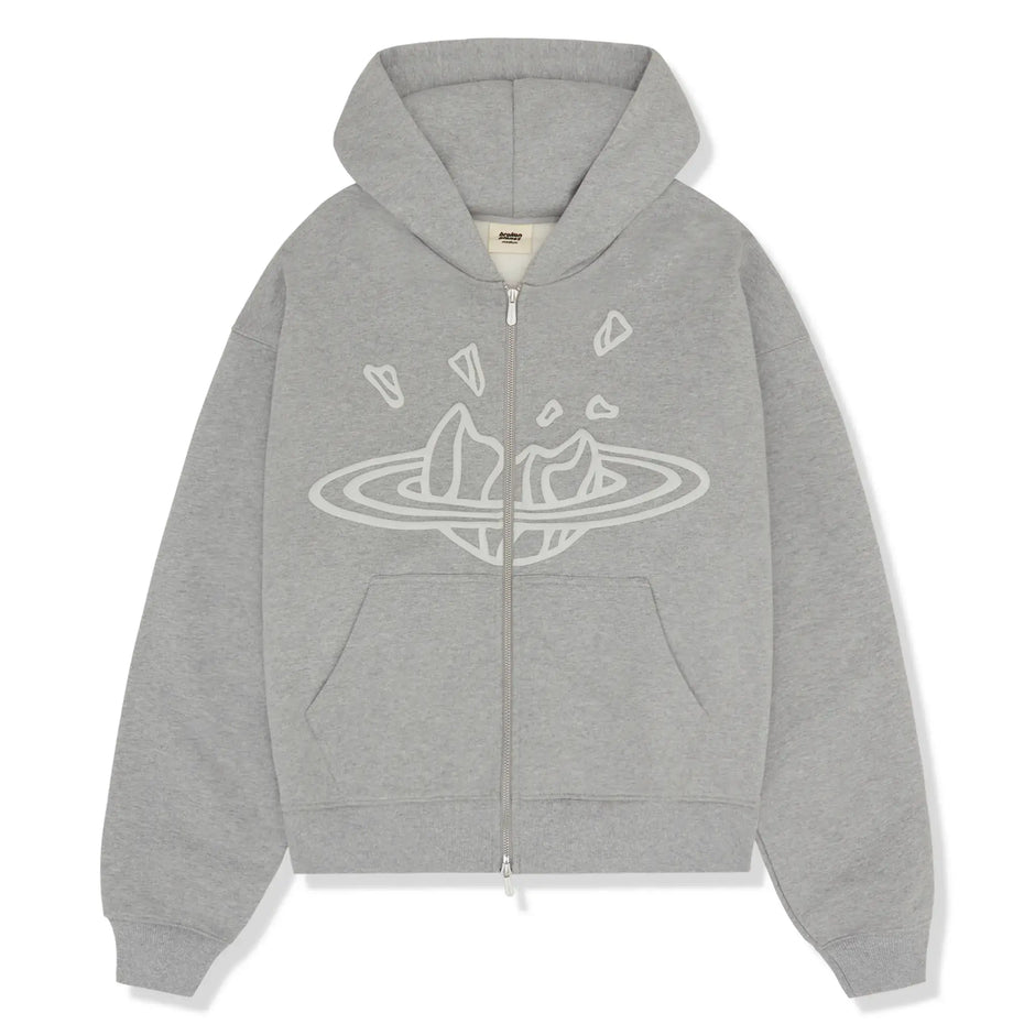 Broken Planet Zip Up Hoodie Heather Grey